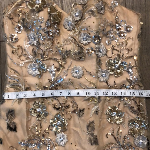 Floor length Mermaid Gold Silver Beaded Gown - Picture 8 of 9